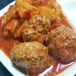 電気圧力鍋で♪ 肉だんご&キャベツのトマトスープ煮